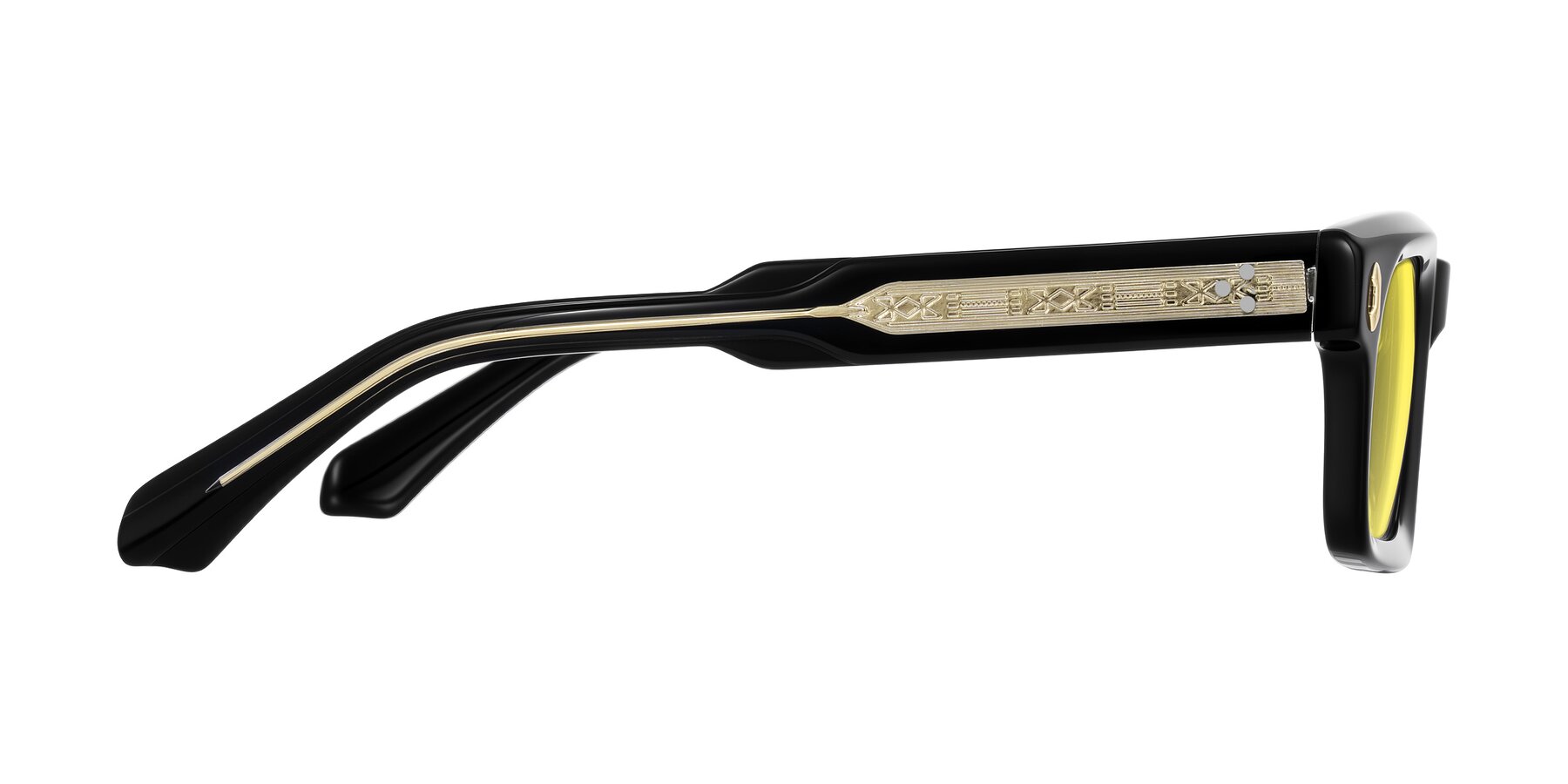 Side of Zade in Black with Medium Yellow Tinted Lenses