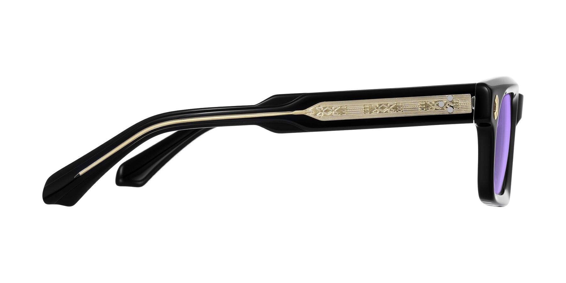 Side of Zade in Black with Medium Purple Tinted Lenses
