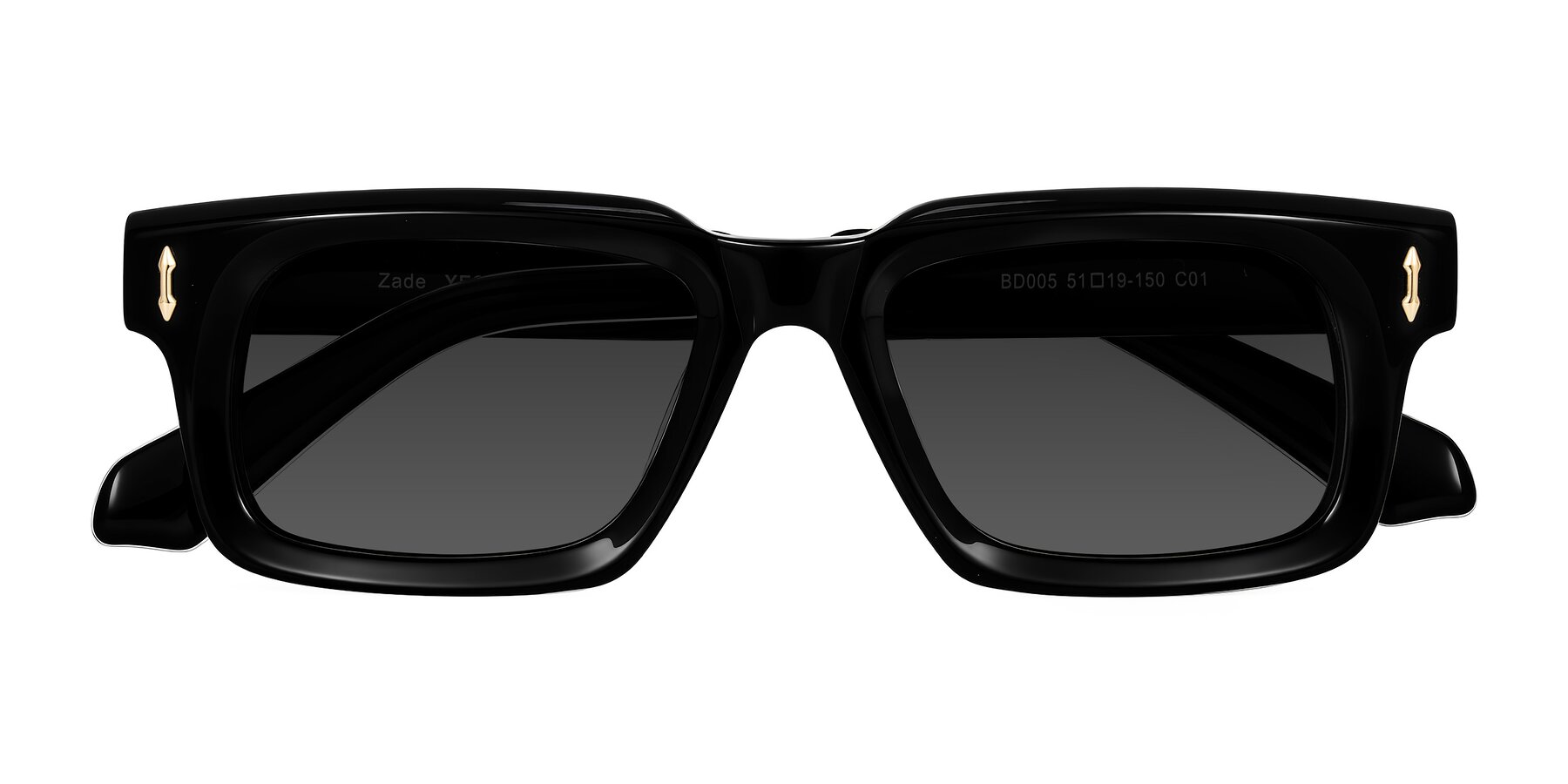 Folded Front of Zade in Black with Gray Tinted Lenses