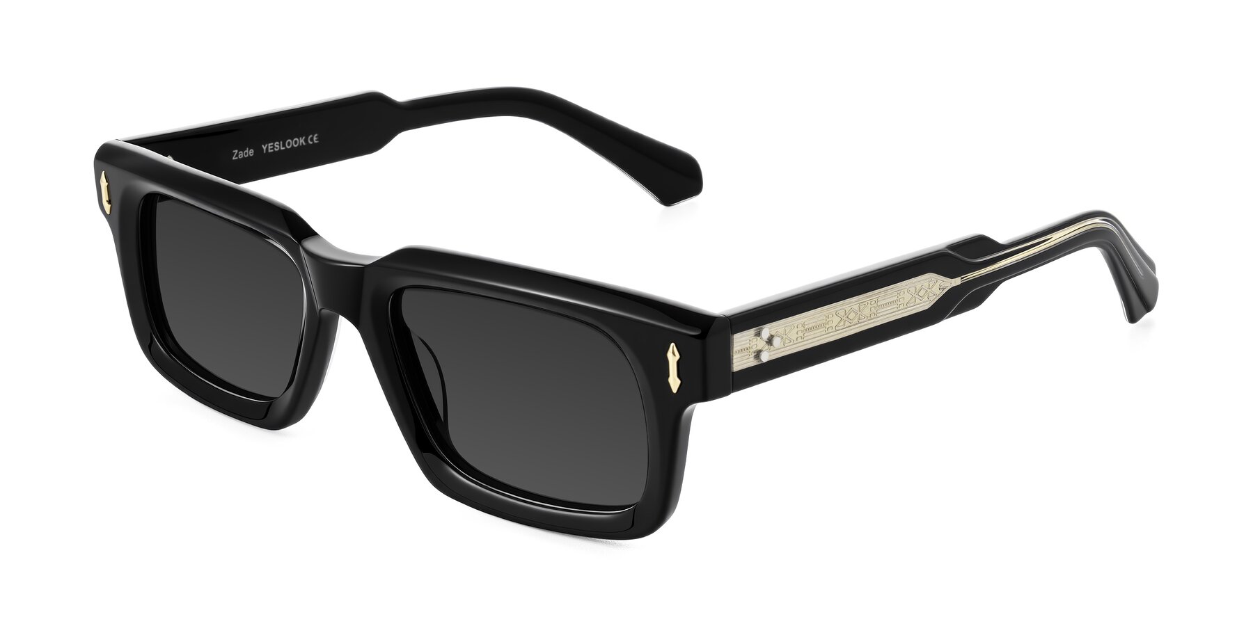 Angle of Zade in Black with Gray Tinted Lenses