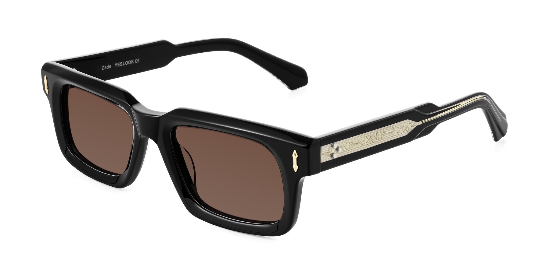 Angle of Zade in Black with Brown Tinted Lenses