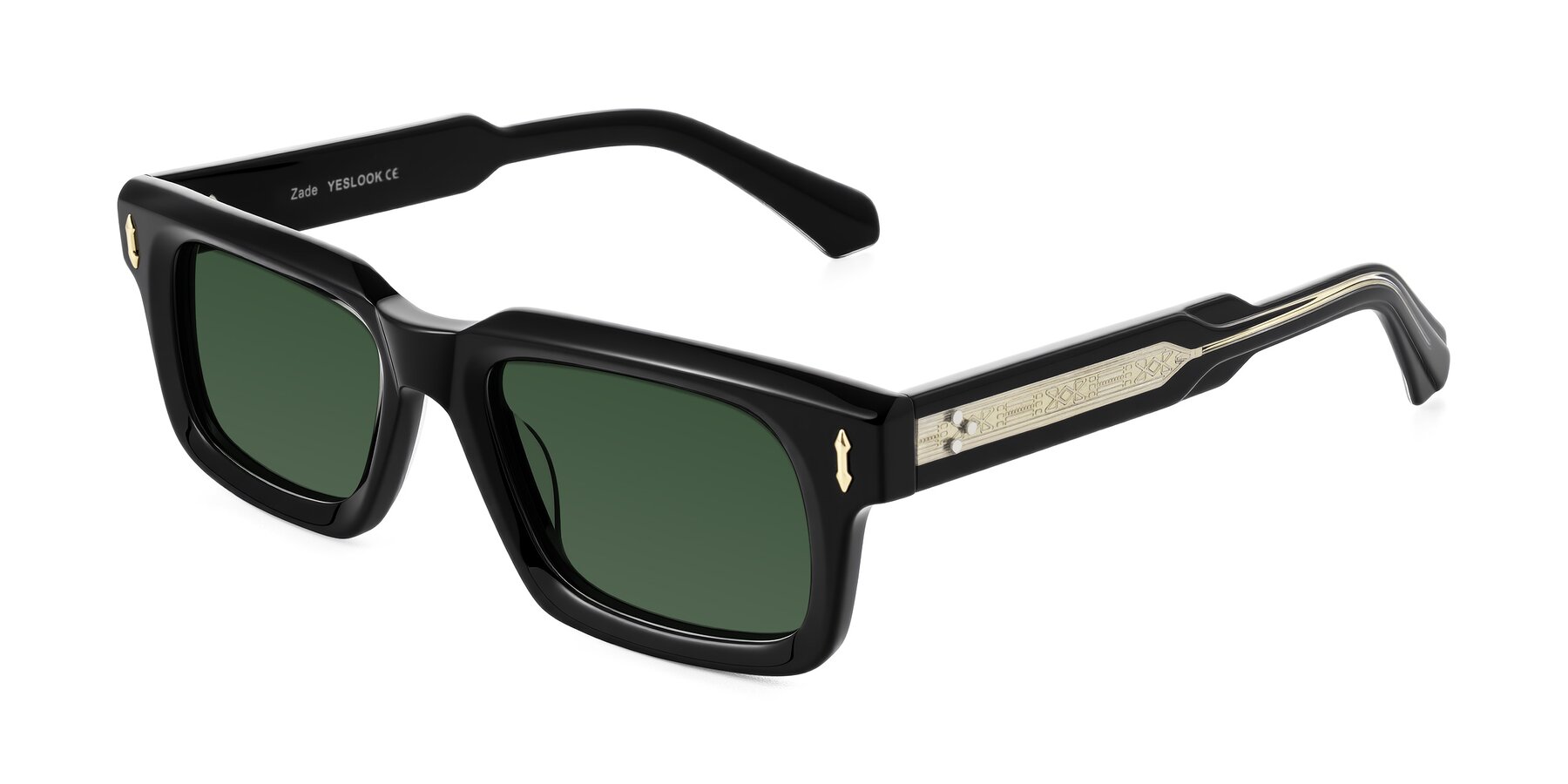 Angle of Zade in Black with Green Tinted Lenses