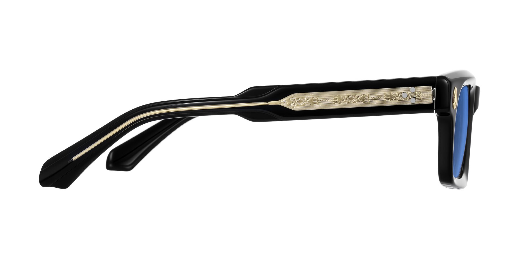 Side of Zade in Black with Blue Tinted Lenses