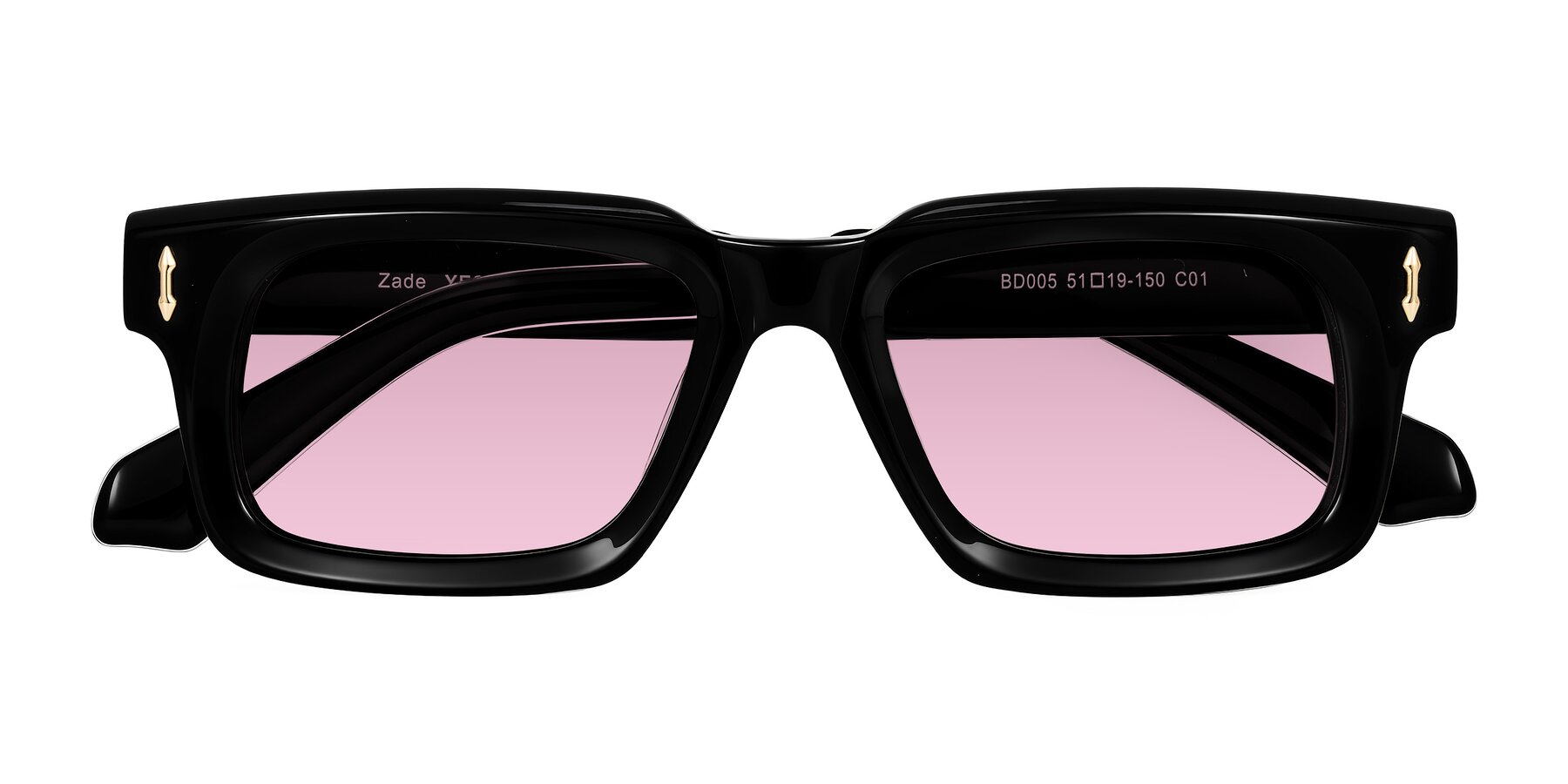 Folded Front of Zade in Black with Light Wine Tinted Lenses