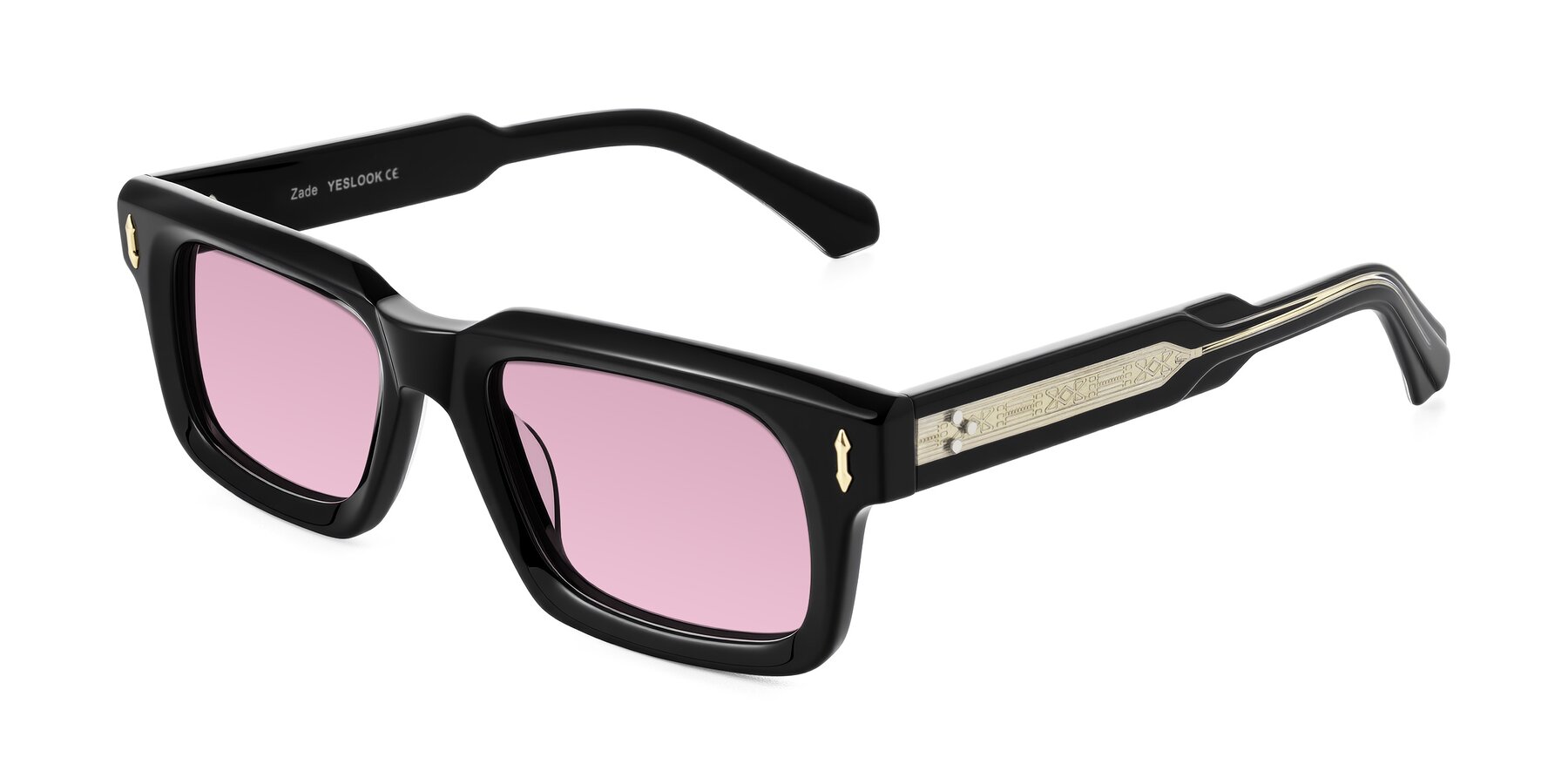 Angle of Zade in Black with Light Wine Tinted Lenses