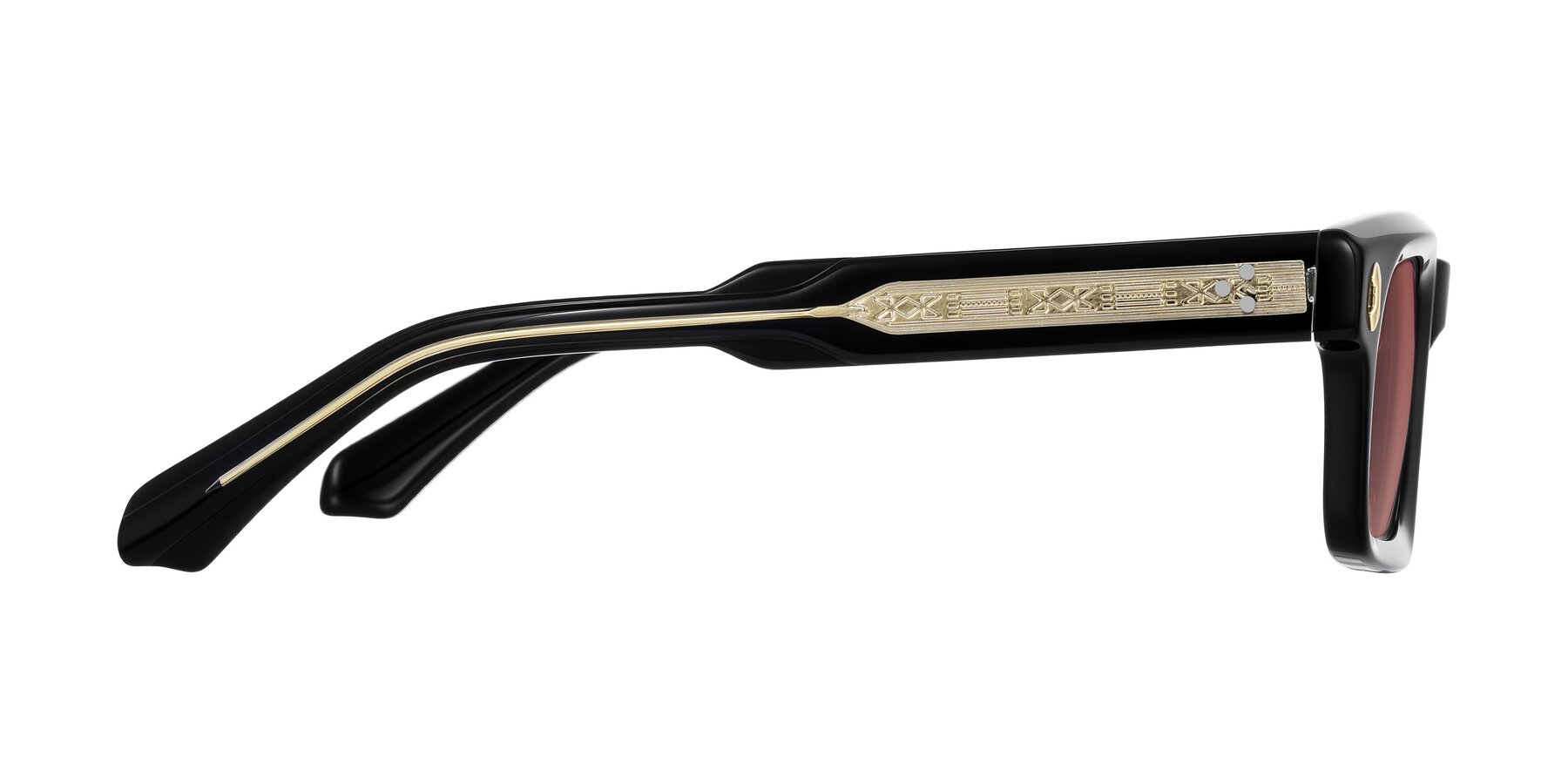 Side of Zade in Black with Garnet Tinted Lenses