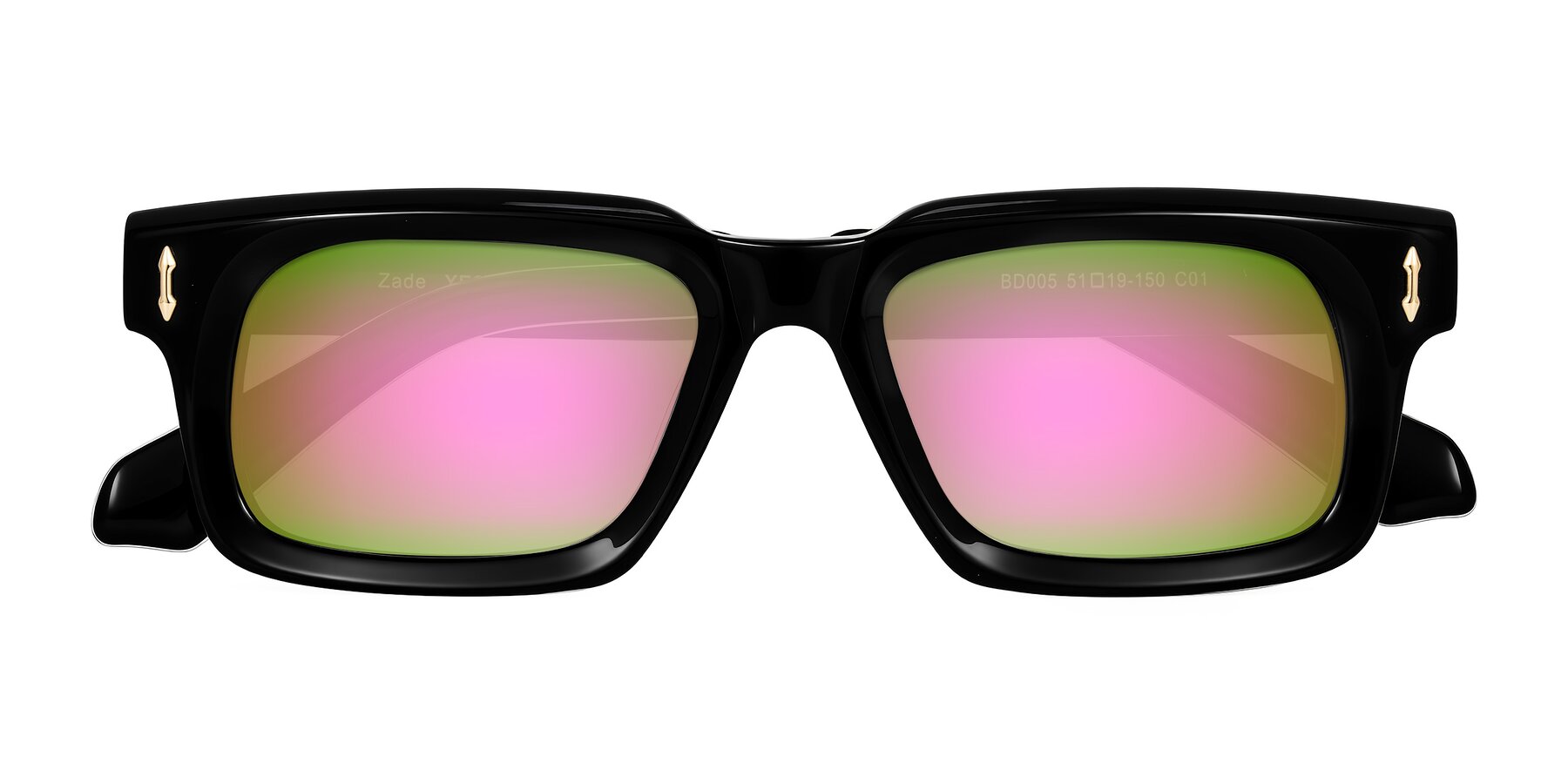 Folded Front of Zade in Black with Pink Mirrored Lenses