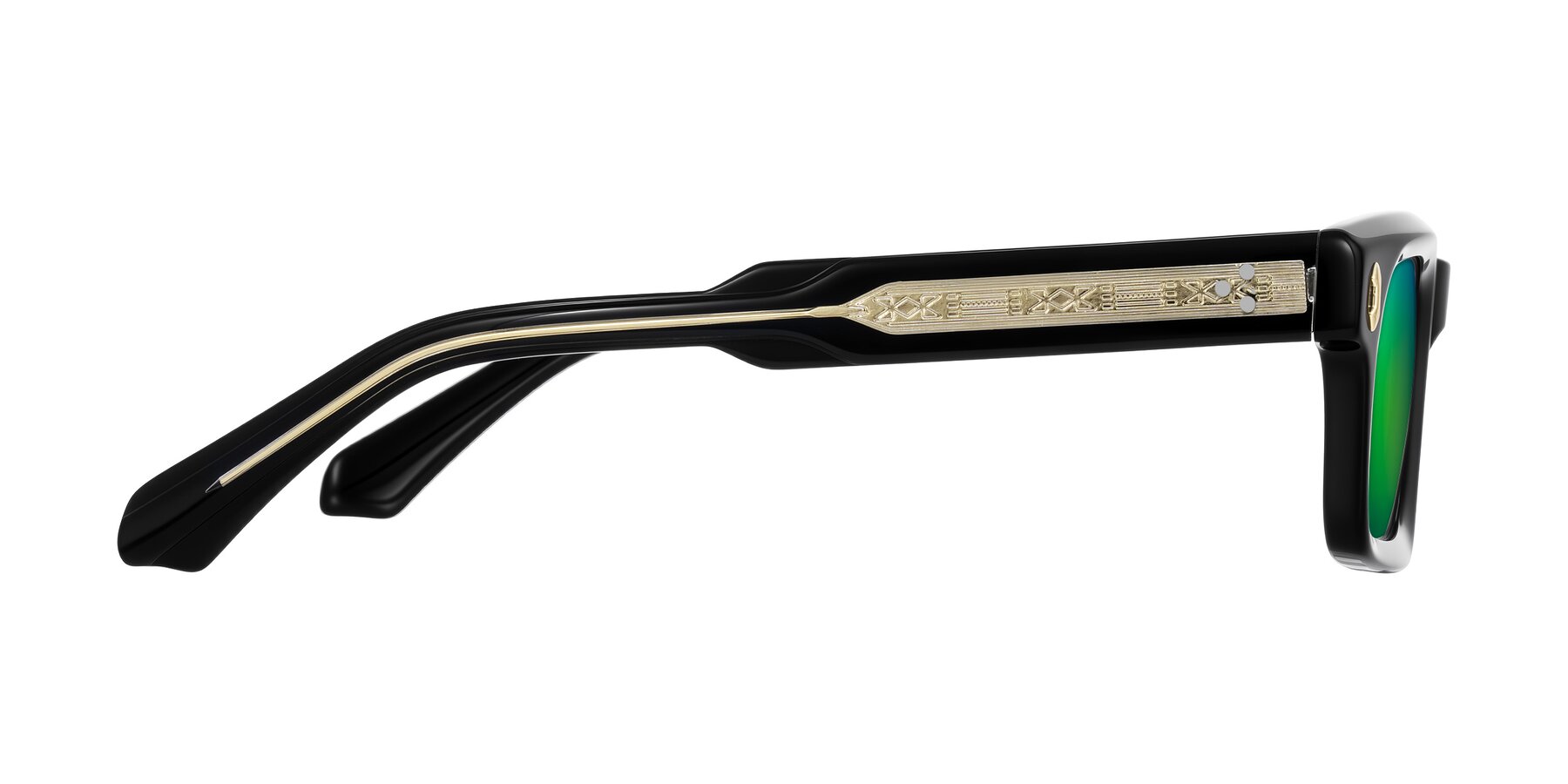 Side of Zade in Black with Green Mirrored Lenses