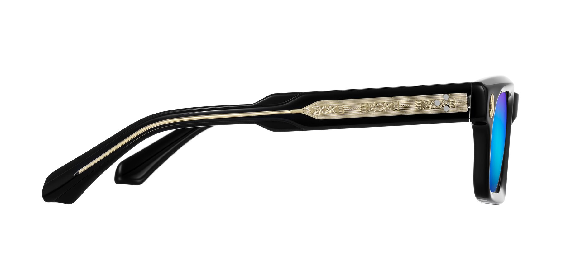 Side of Zade in Black with Blue Mirrored Lenses