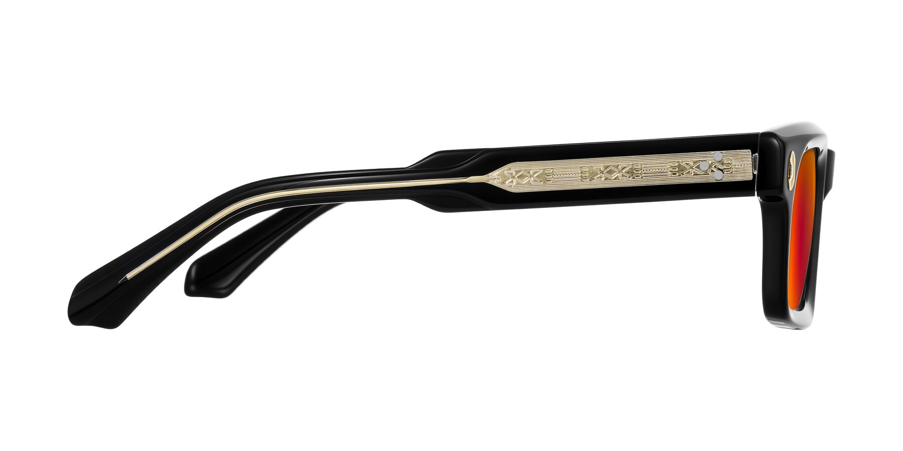 Side of Zade in Black with Red Gold Mirrored Lenses