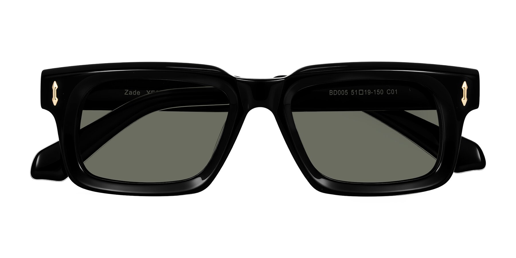 Folded Front of Zade in Black with Gray Polarized Lenses