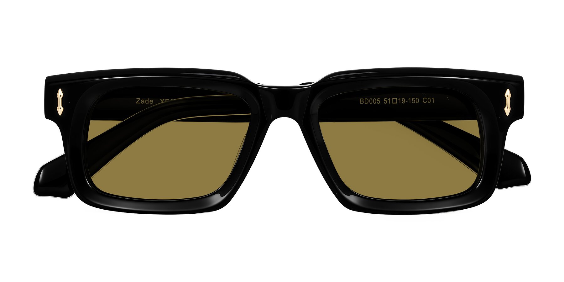 Folded Front of Zade in Black with Brown Polarized Lenses