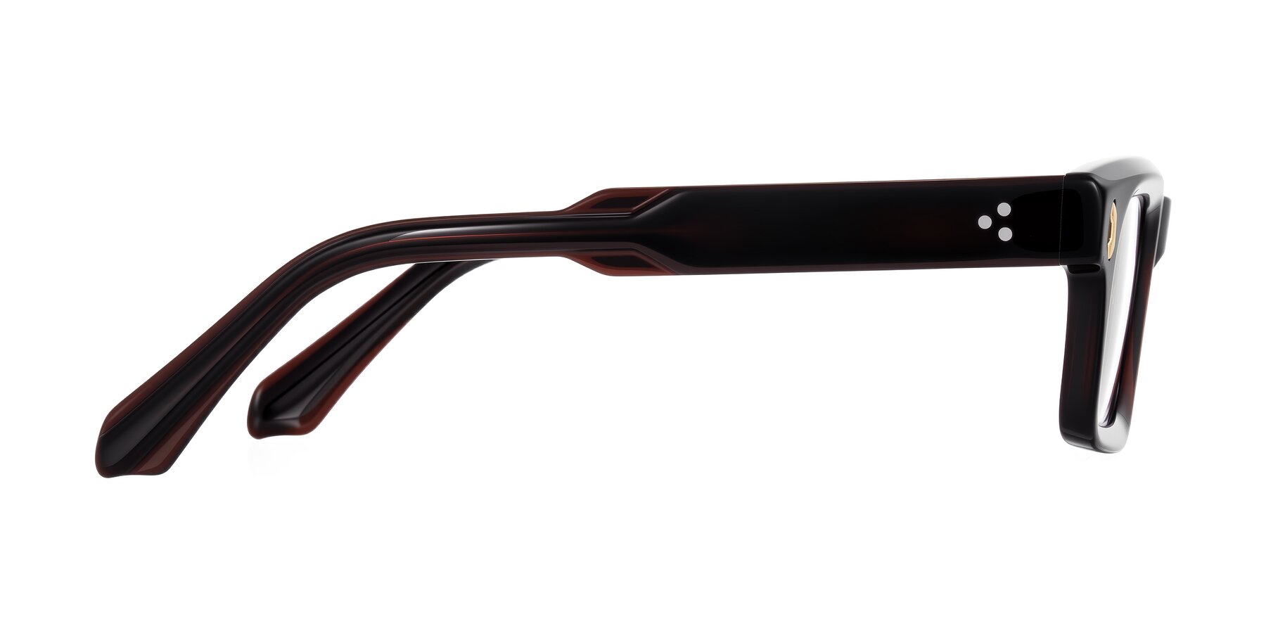 Side of Zade in Translucent Brown with Clear Eyeglass Lenses