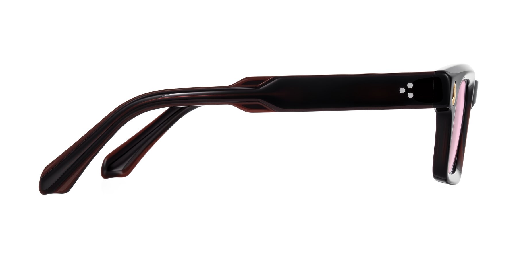 Side of Zade in Translucent Brown with Light Pink Tinted Lenses