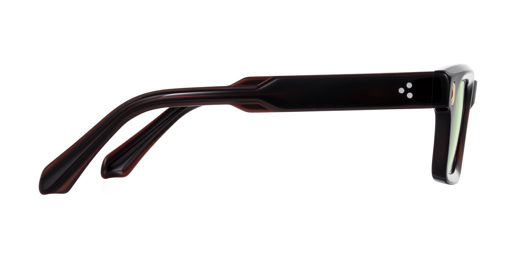 Side of Zade in Translucent Brown with Light Green Tinted Lenses