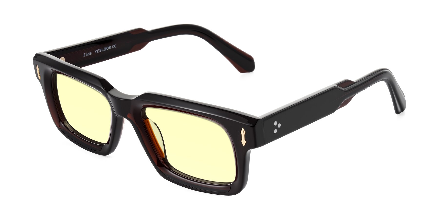 Angle of Zade in Translucent Brown with Light Yellow Tinted Lenses