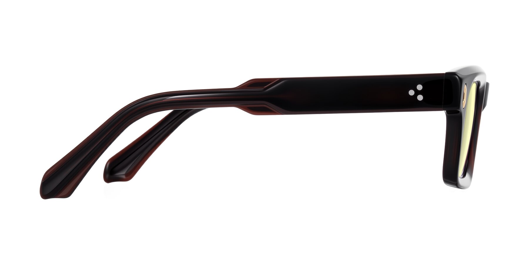 Side of Zade in Translucent Brown with Light Yellow Tinted Lenses