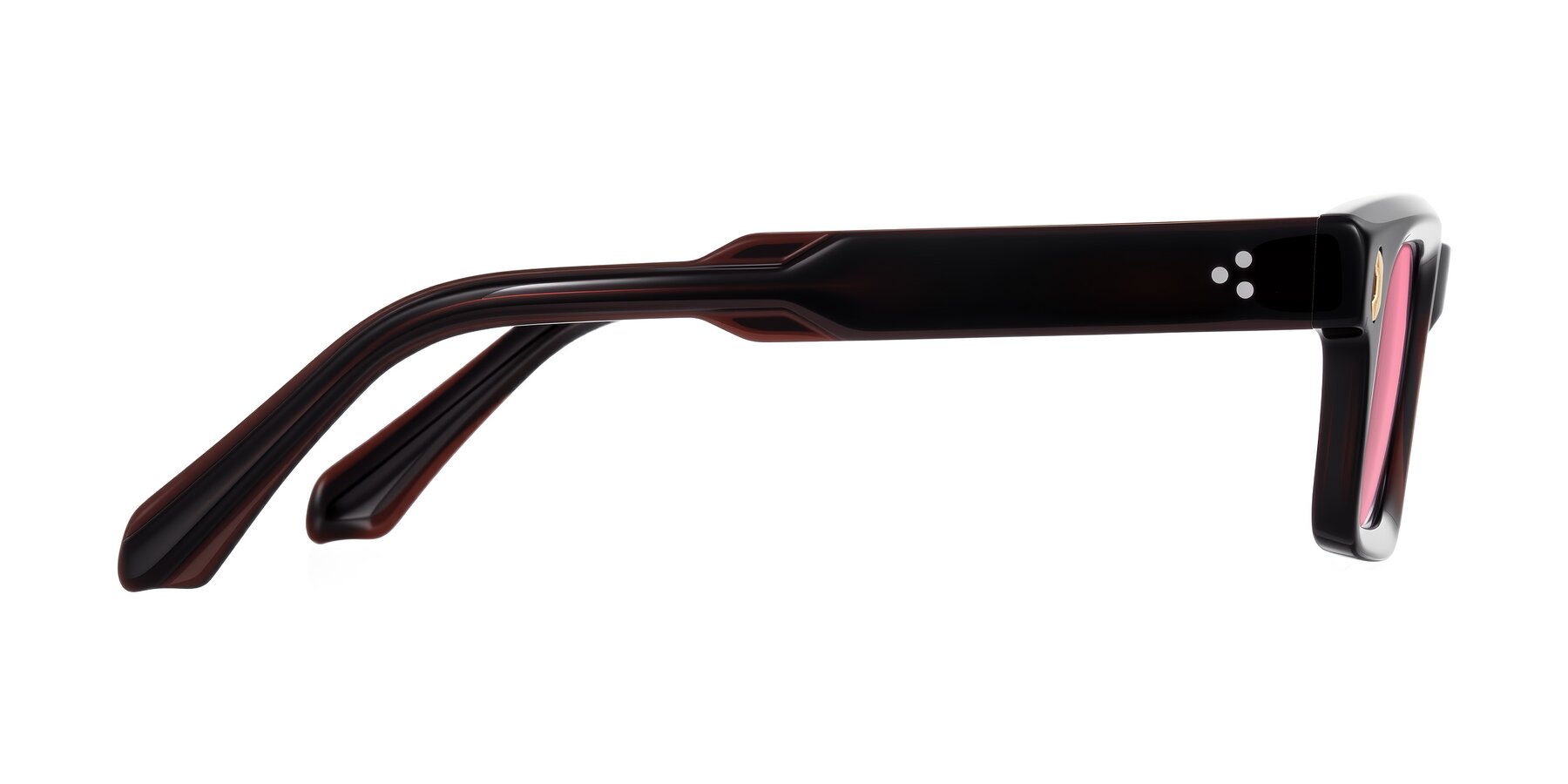 Side of Zade in Translucent Brown with Pink Tinted Lenses