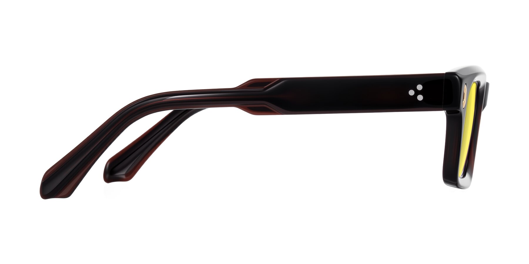 Side of Zade in Translucent Brown with Medium Yellow Tinted Lenses
