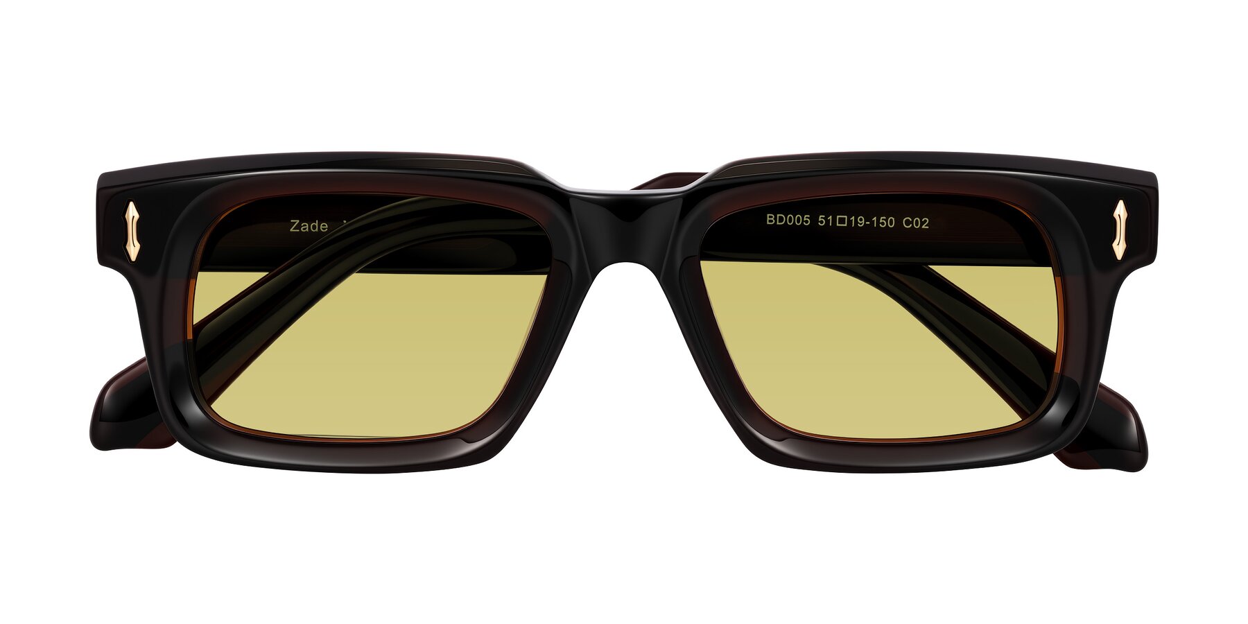 Folded Front of Zade in Translucent Brown with Medium Champagne Tinted Lenses