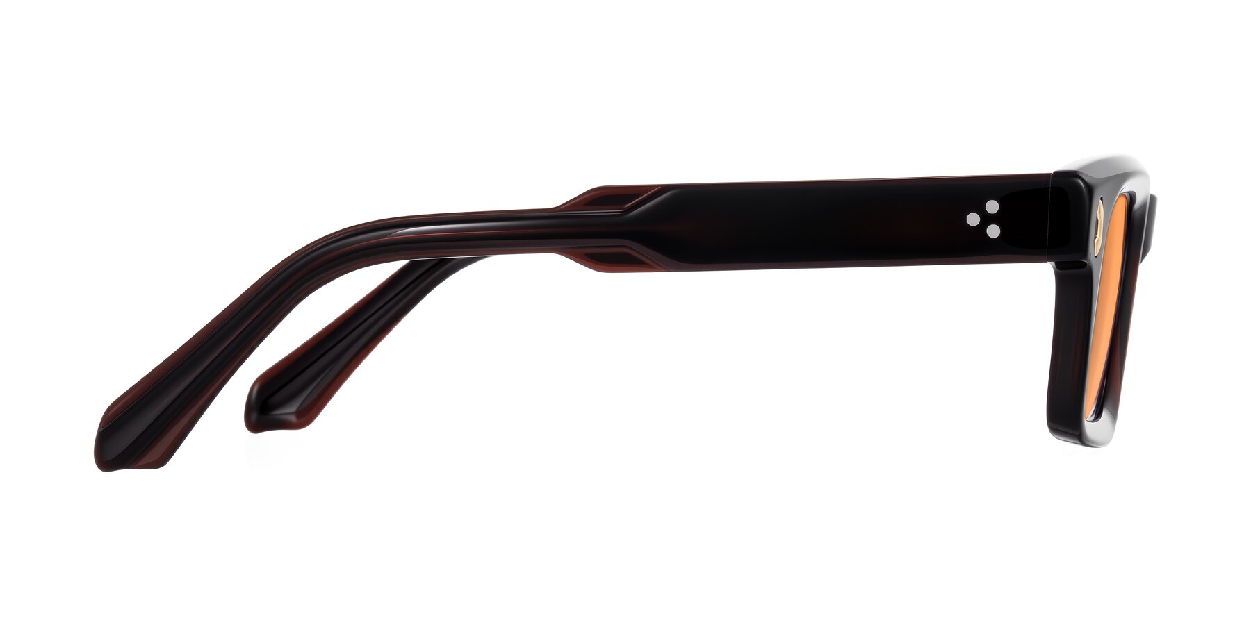 Side of Zade in Translucent Brown with Medium Orange Tinted Lenses