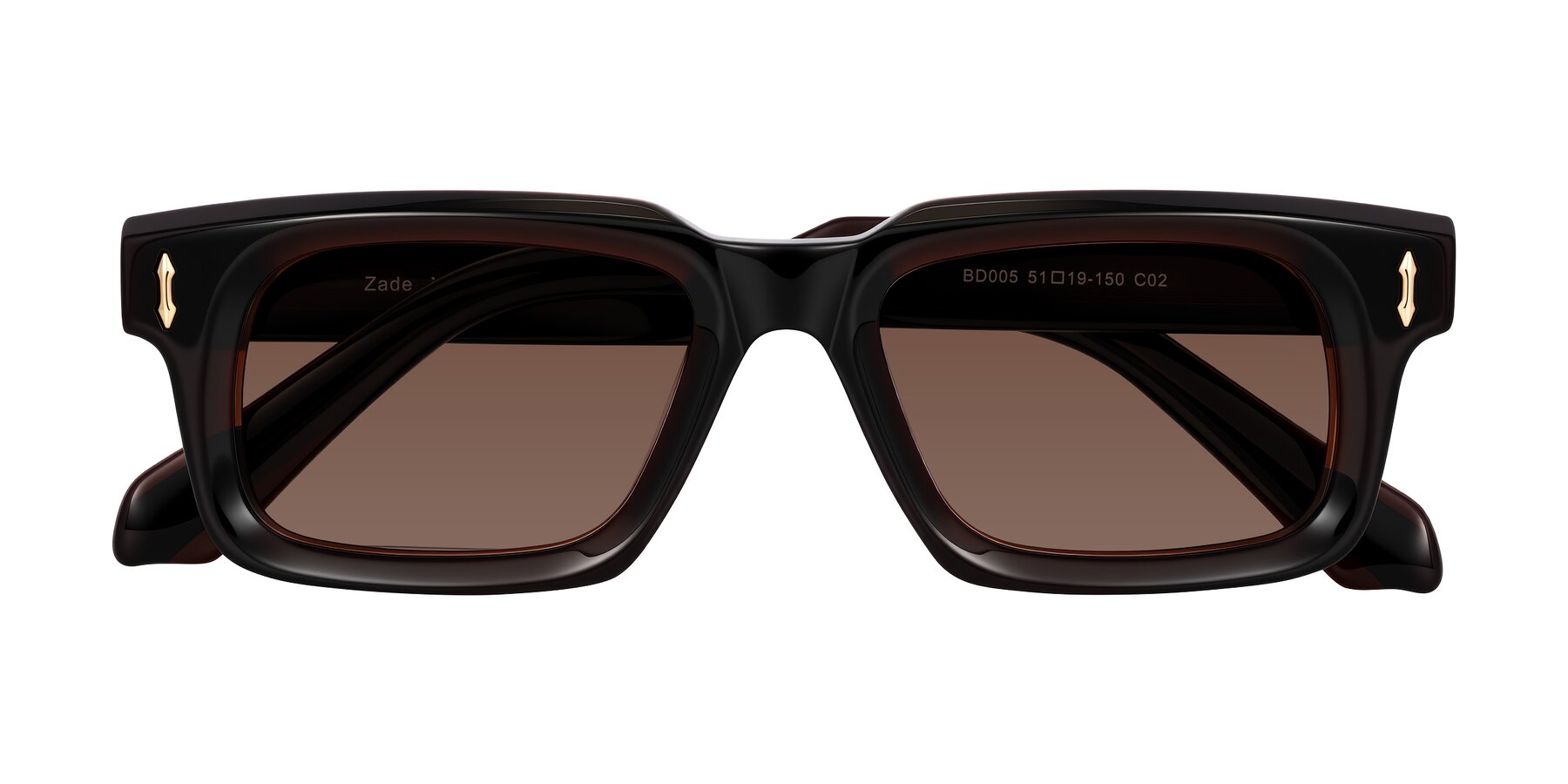 Folded Front of Zade in Translucent Brown with Brown Tinted Lenses