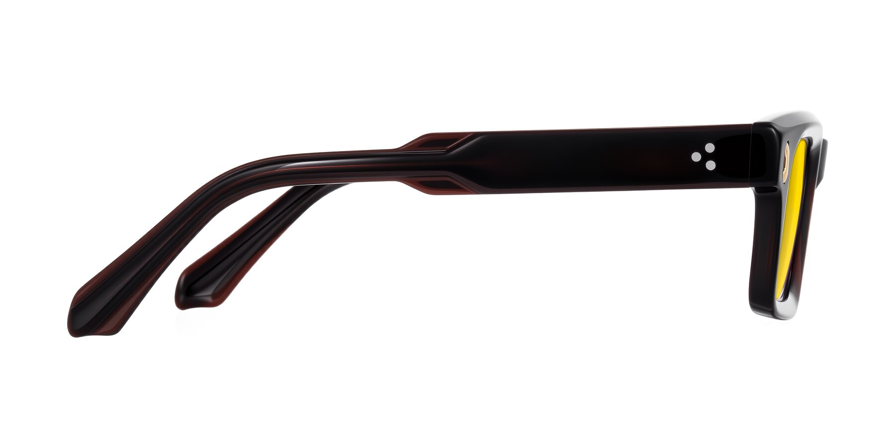 Side of Zade in Translucent Brown with Yellow Tinted Lenses