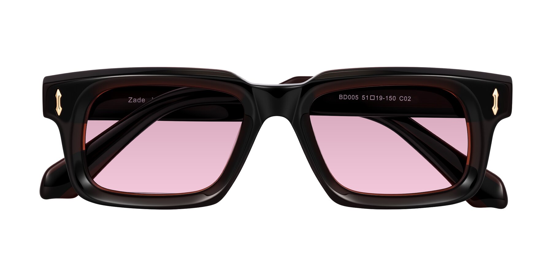 Folded Front of Zade in Translucent Brown with Light Wine Tinted Lenses