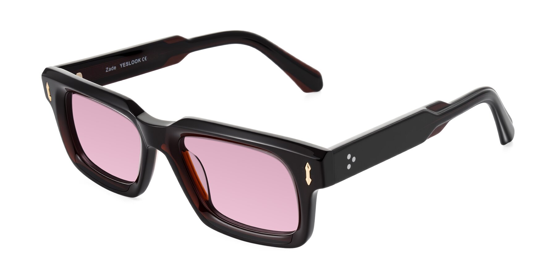 Angle of Zade in Translucent Brown with Light Wine Tinted Lenses