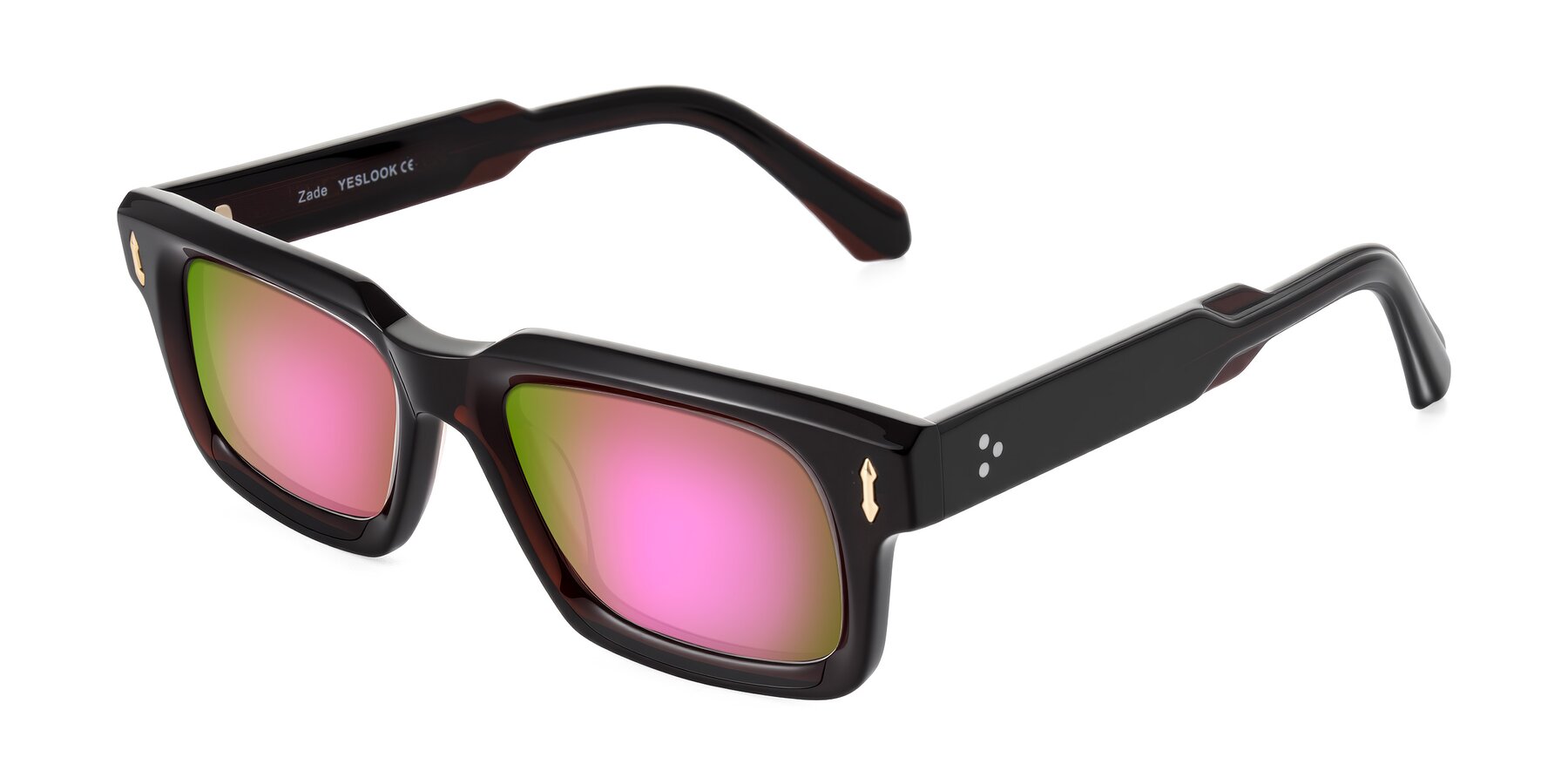 Angle of Zade in Translucent Brown with Pink Mirrored Lenses