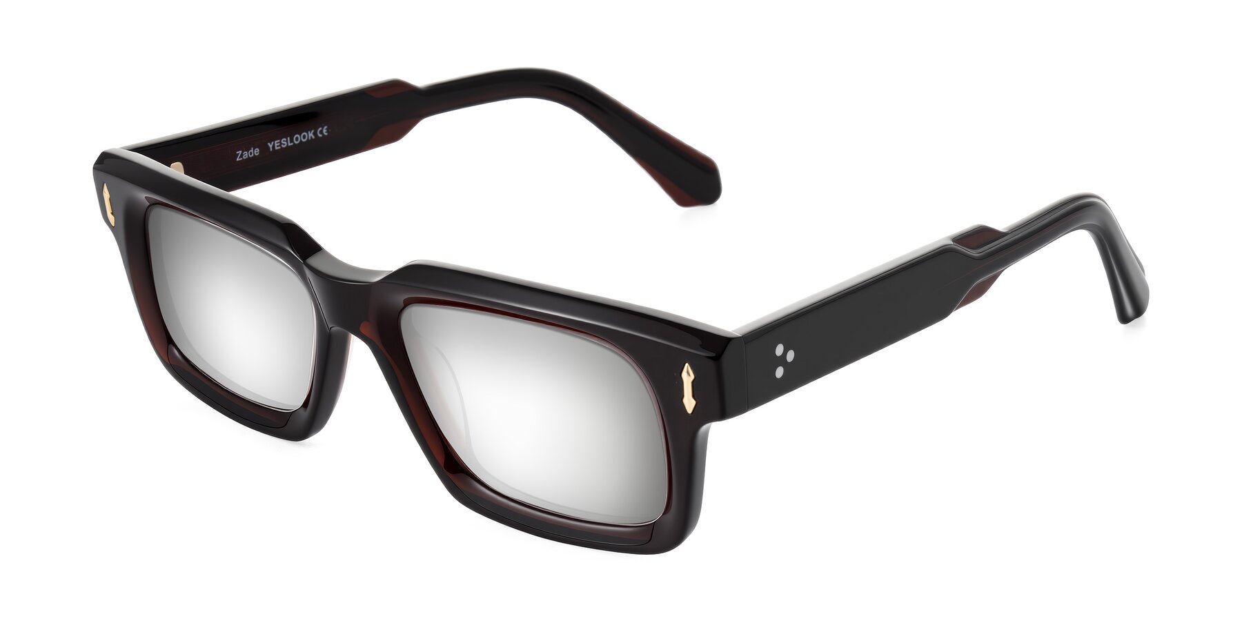 Angle of Zade in Translucent Brown with Silver Mirrored Lenses
