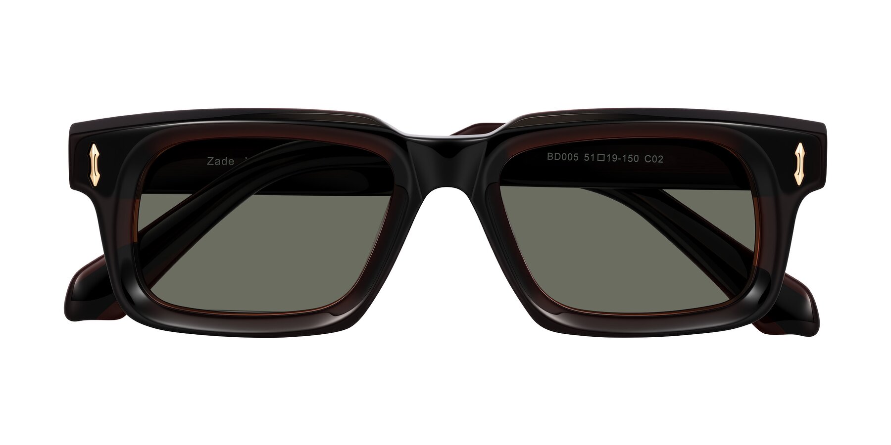 Folded Front of Zade in Translucent Brown with Gray Polarized Lenses