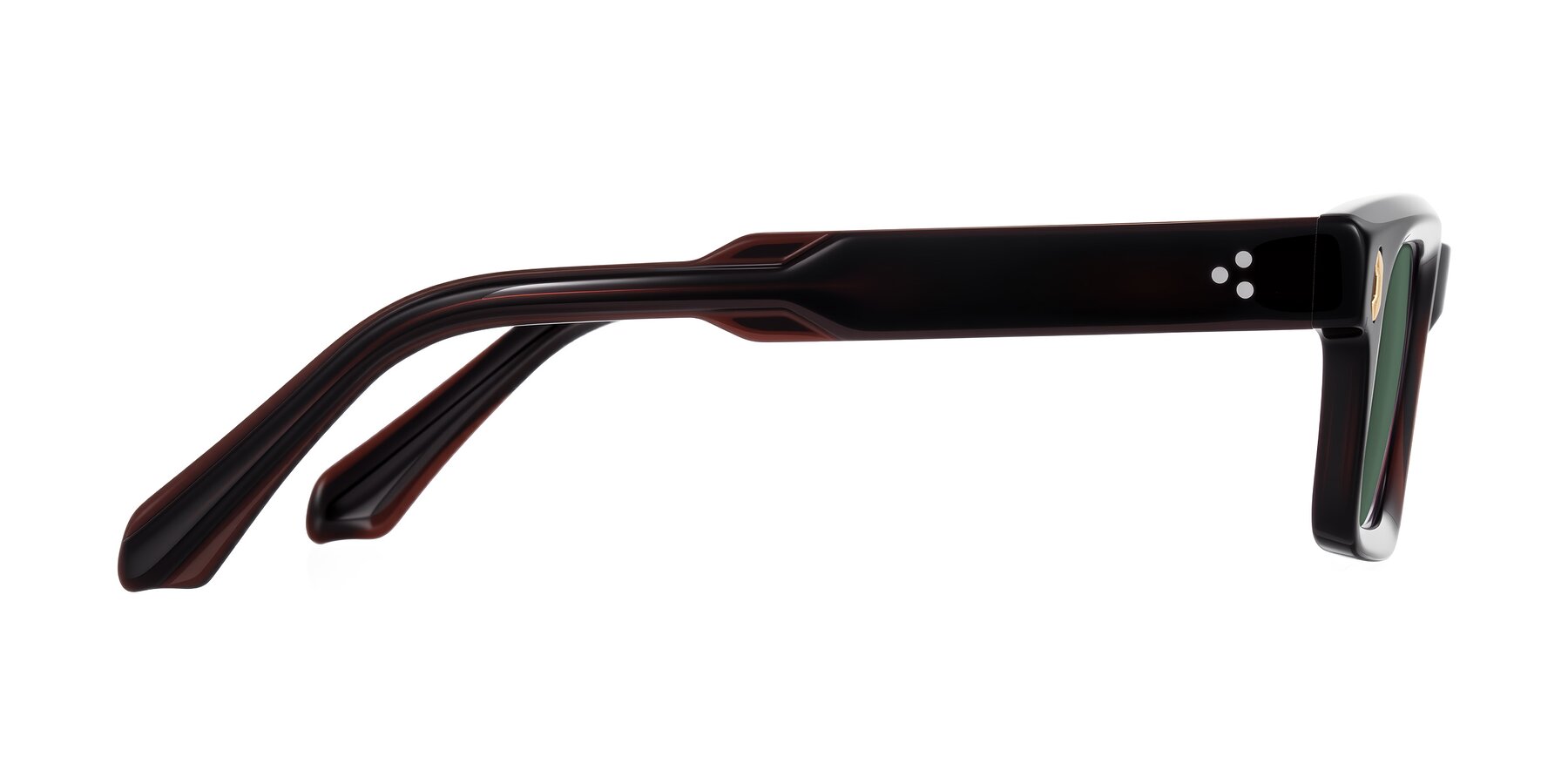 Side of Zade in Translucent Brown with Green Polarized Lenses