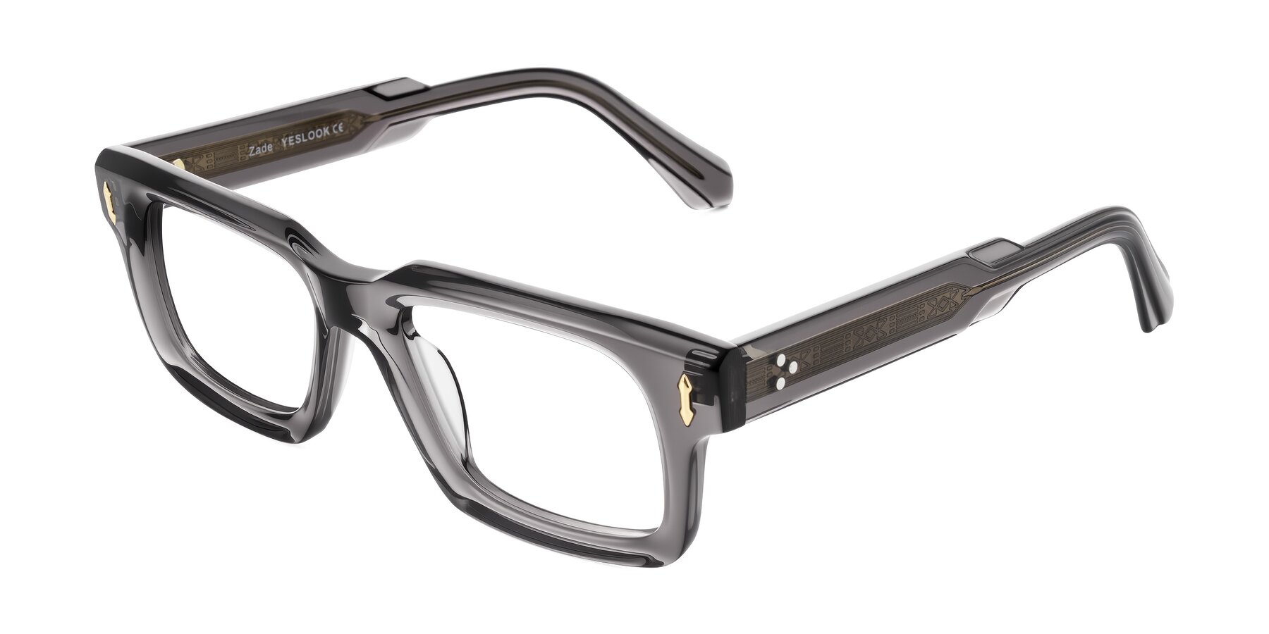 Angle of Zade in Translucent Gray with Clear Eyeglass Lenses