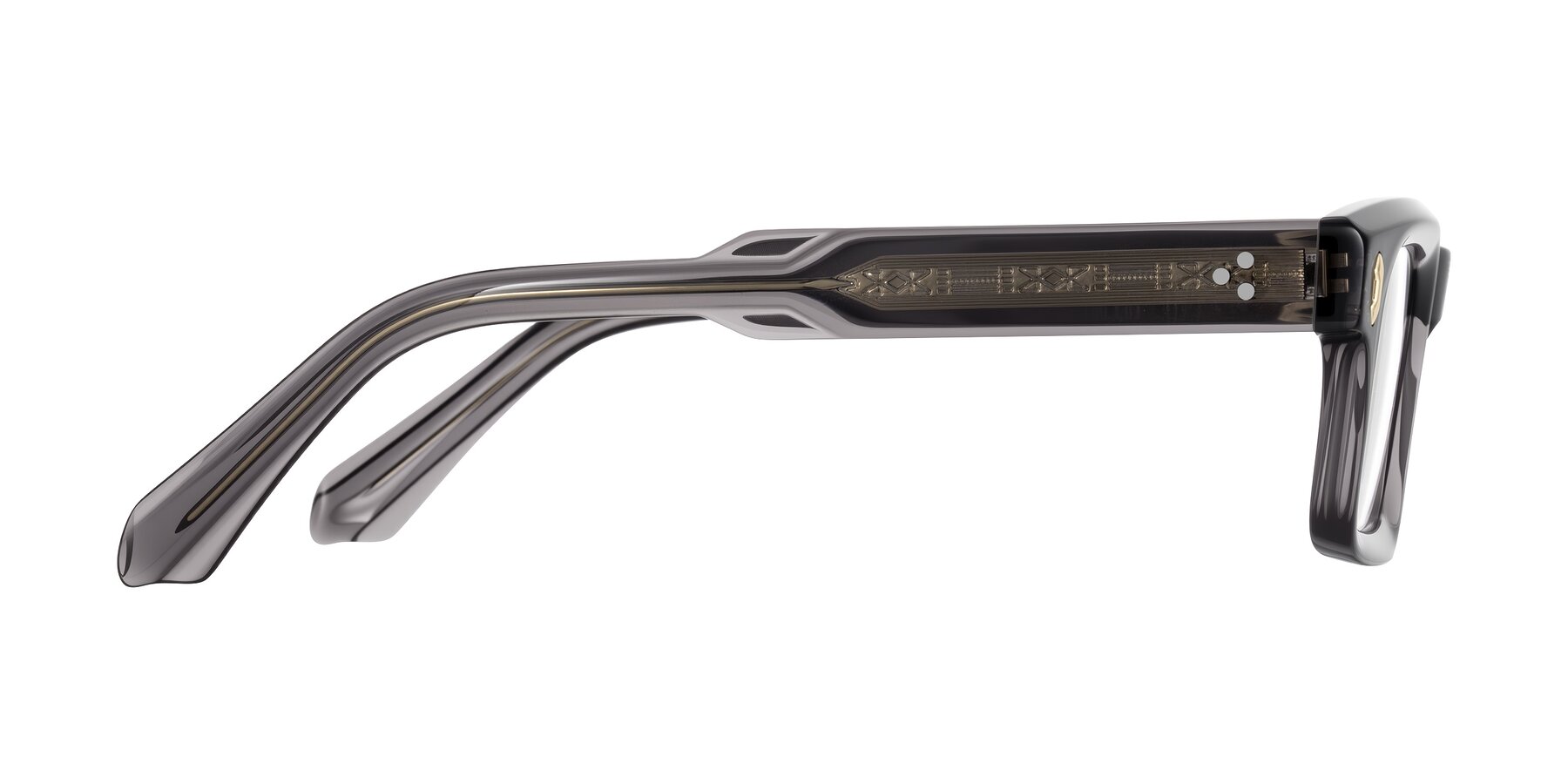Side of Zade in Translucent Gray with Clear Eyeglass Lenses