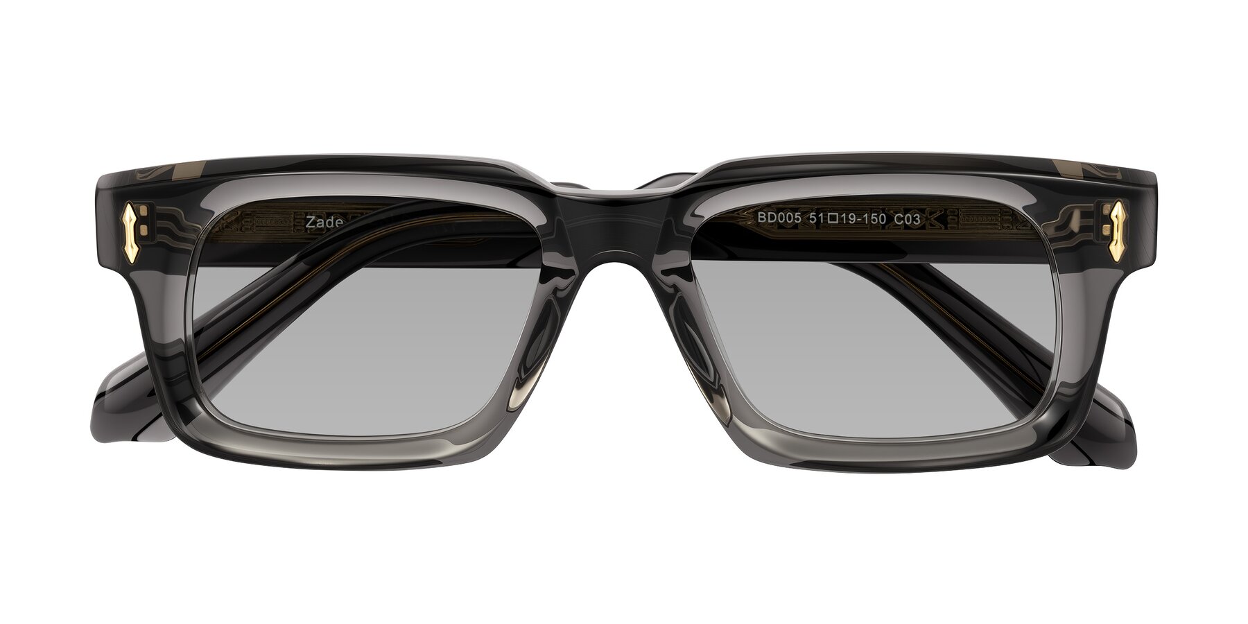 Folded Front of Zade in Translucent Gray with Light Gray Tinted Lenses
