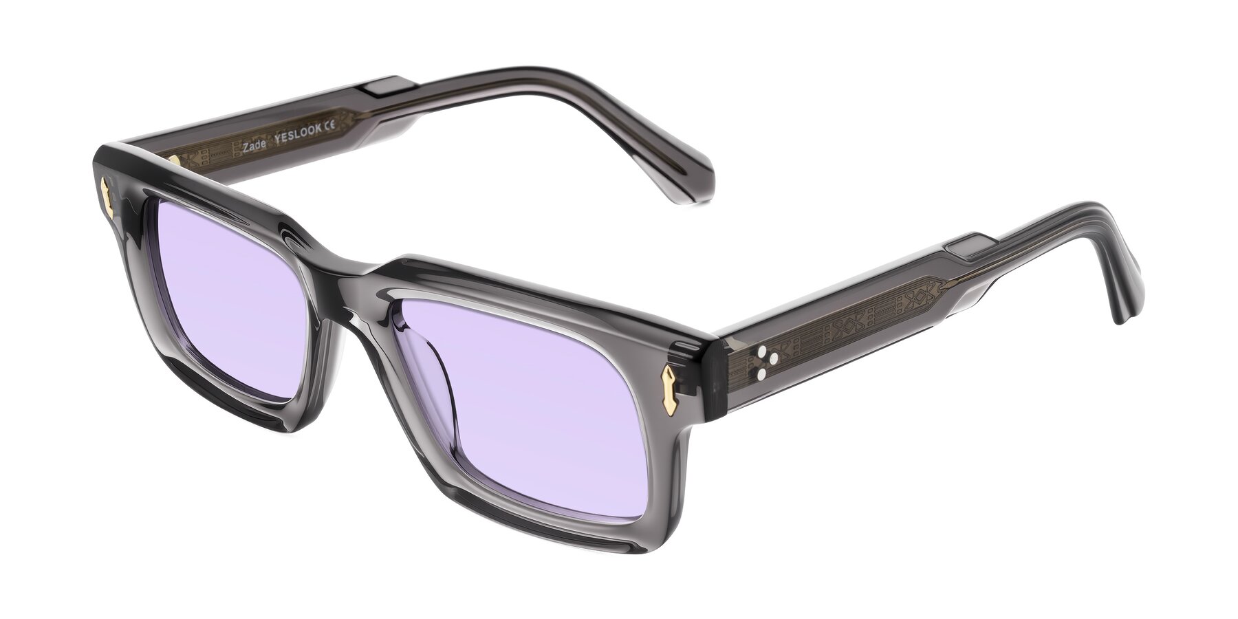 Angle of Zade in Translucent Gray with Light Purple Tinted Lenses