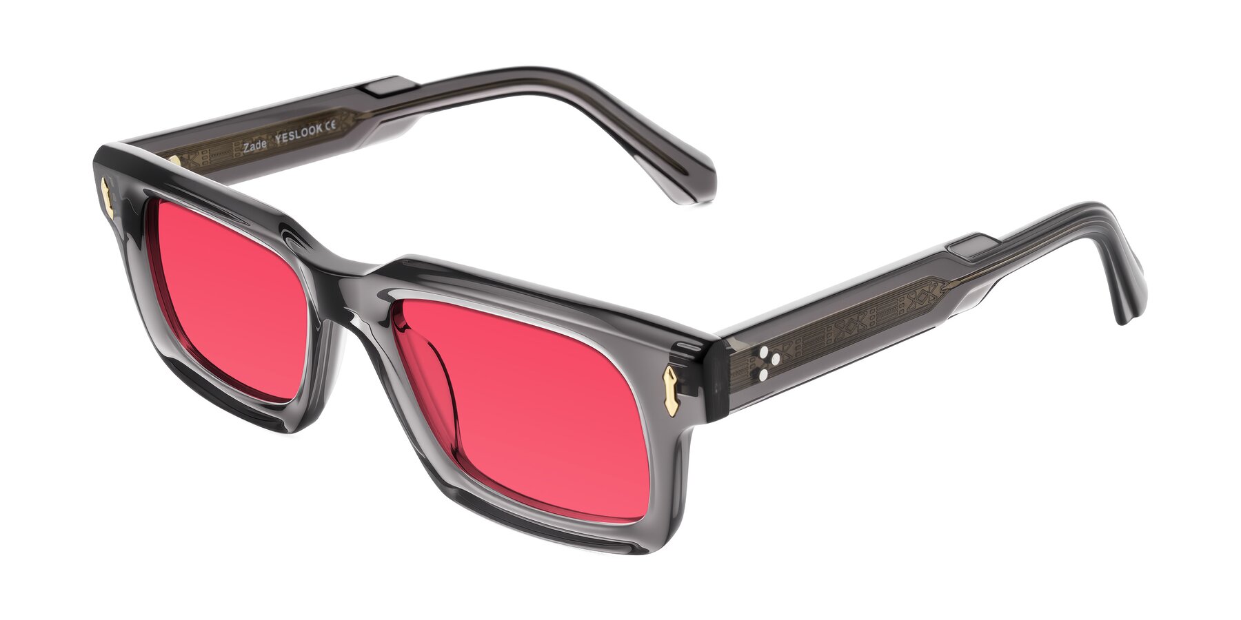 Angle of Zade in Translucent Gray with Red Tinted Lenses