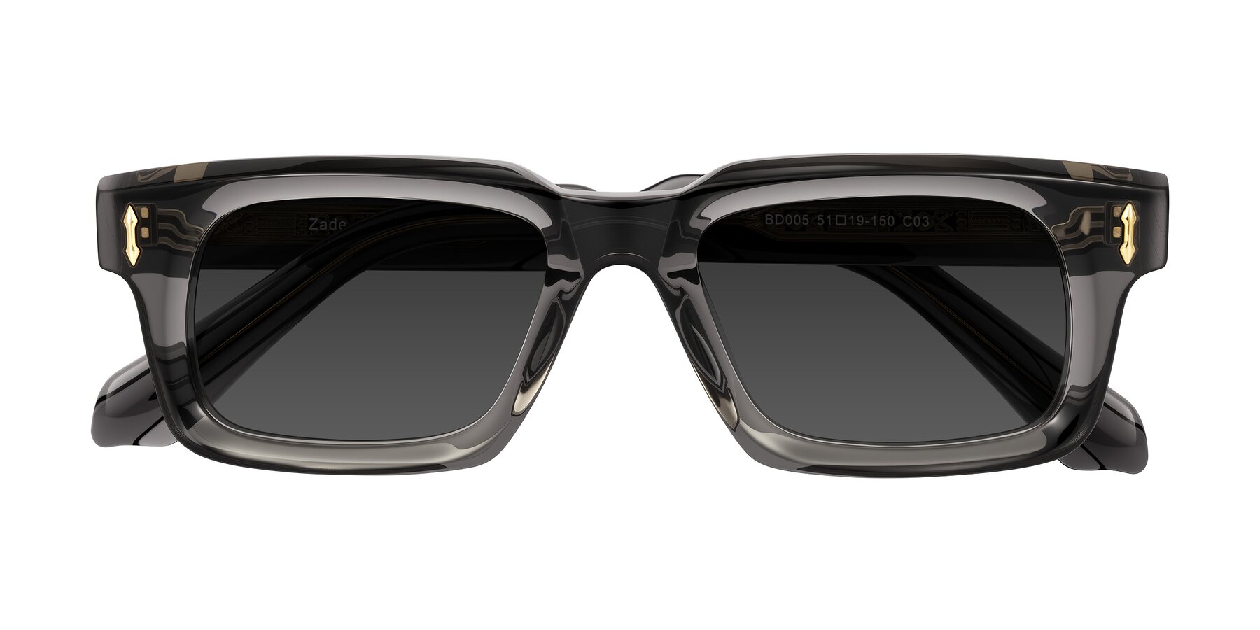 Folded Front of Zade in Translucent Gray with Gray Tinted Lenses
