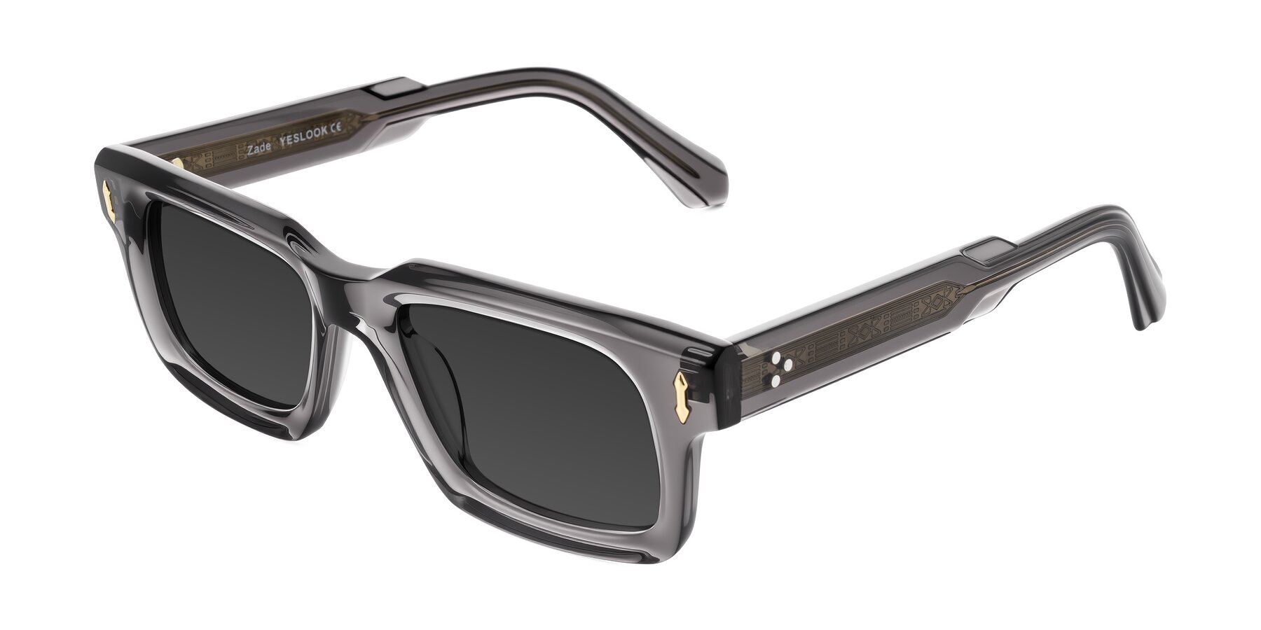 Angle of Zade in Translucent Gray with Gray Tinted Lenses