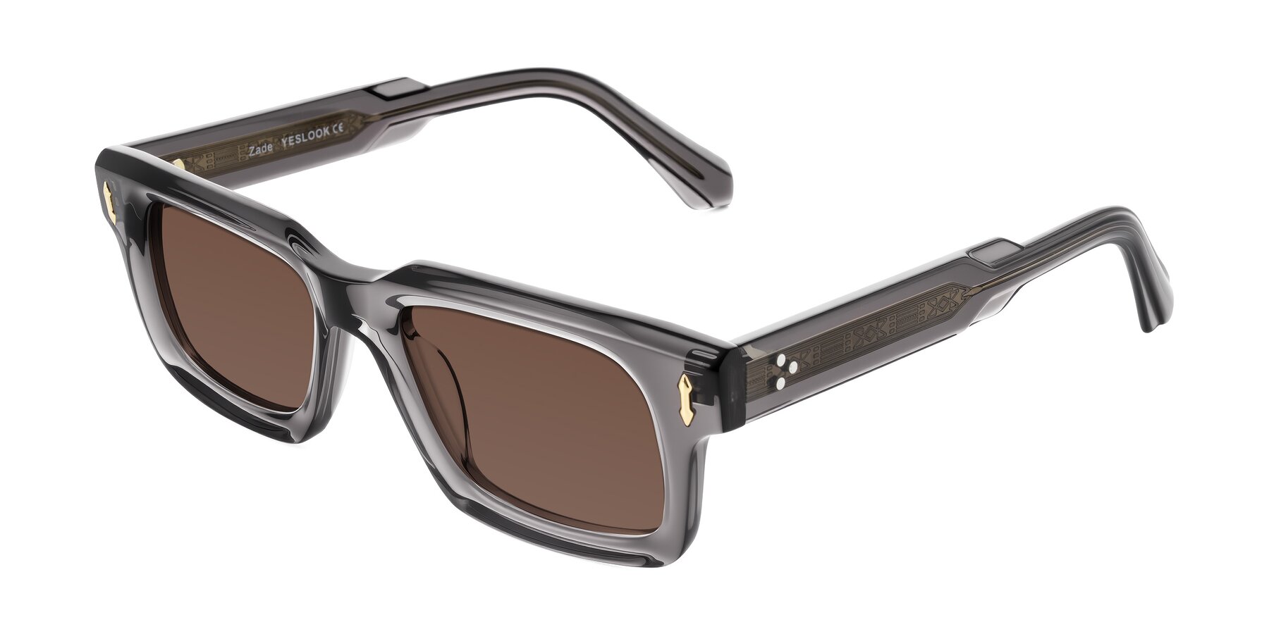 Angle of Zade in Translucent Gray with Brown Tinted Lenses