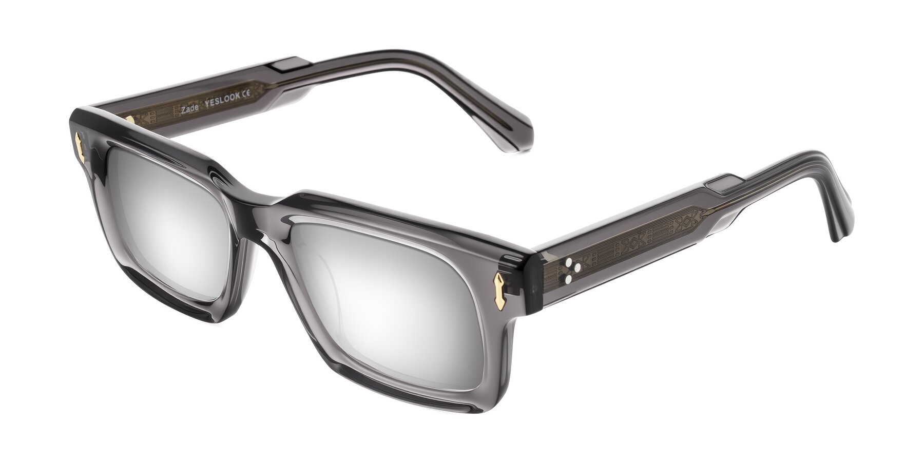 Angle of Zade in Translucent Gray with Silver Mirrored Lenses