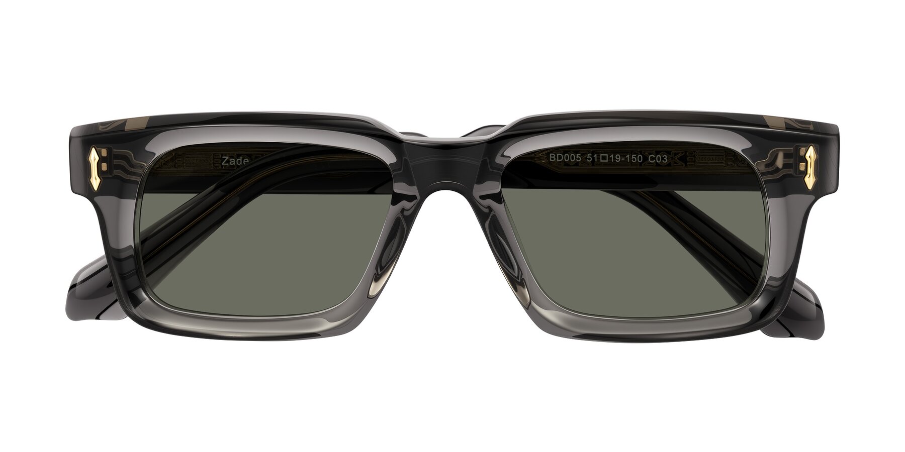 Folded Front of Zade in Translucent Gray with Gray Polarized Lenses