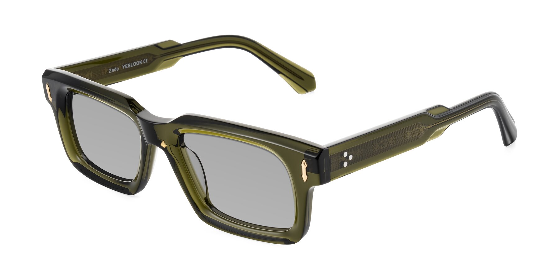 Angle of Zade in Translucent Green with Light Gray Tinted Lenses
