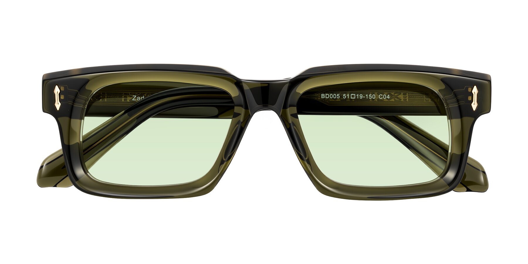 Folded Front of Zade in Translucent Green with Light Green Tinted Lenses