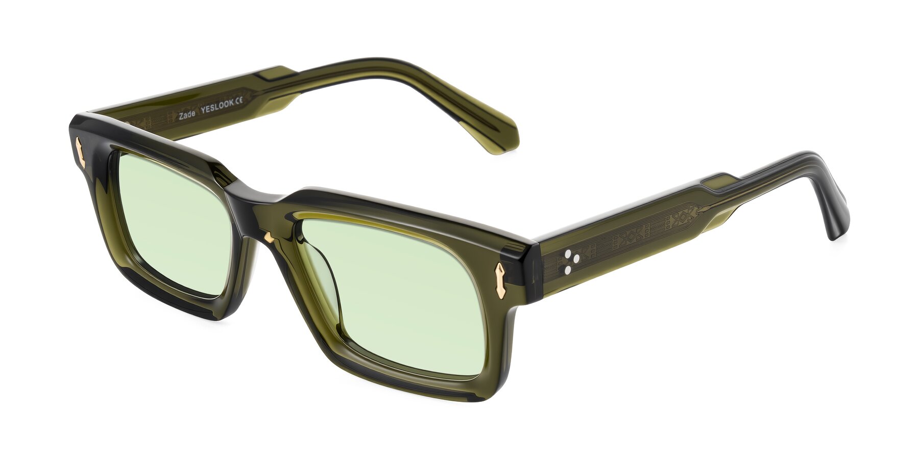 Angle of Zade in Translucent Green with Light Green Tinted Lenses