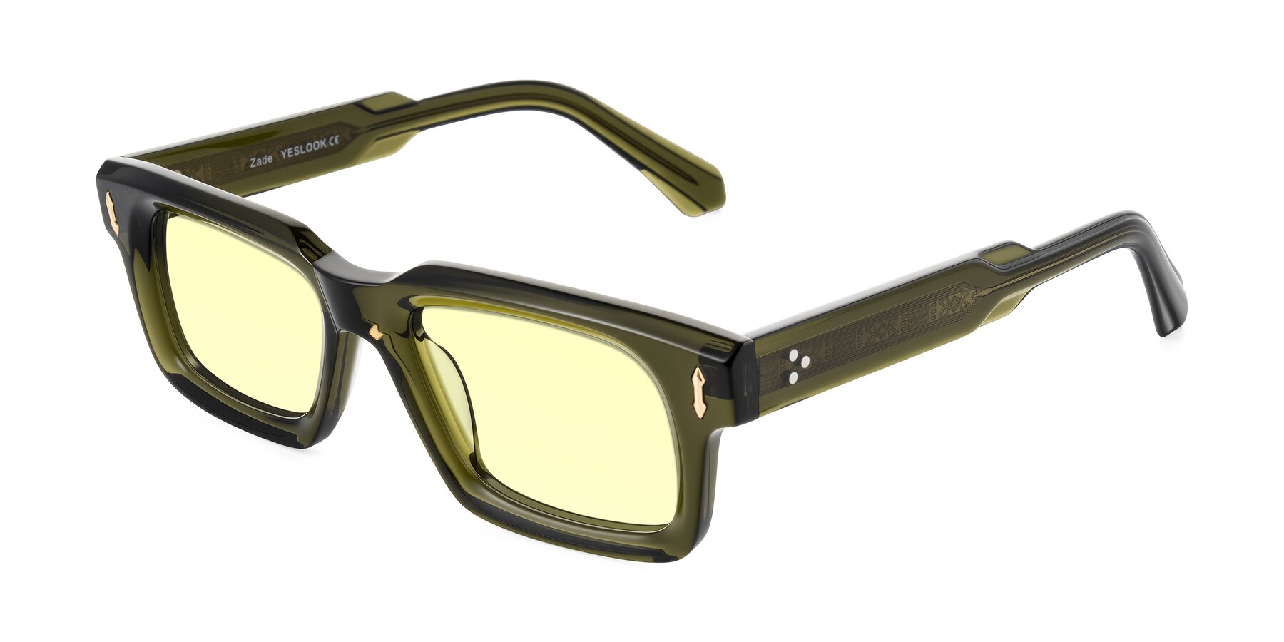 Angle of Zade in Translucent Green with Light Yellow Tinted Lenses