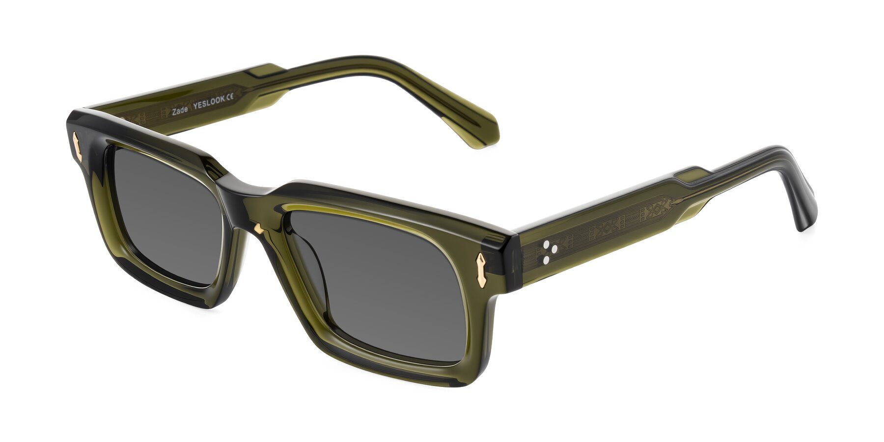 Angle of Zade in Translucent Green with Medium Gray Tinted Lenses