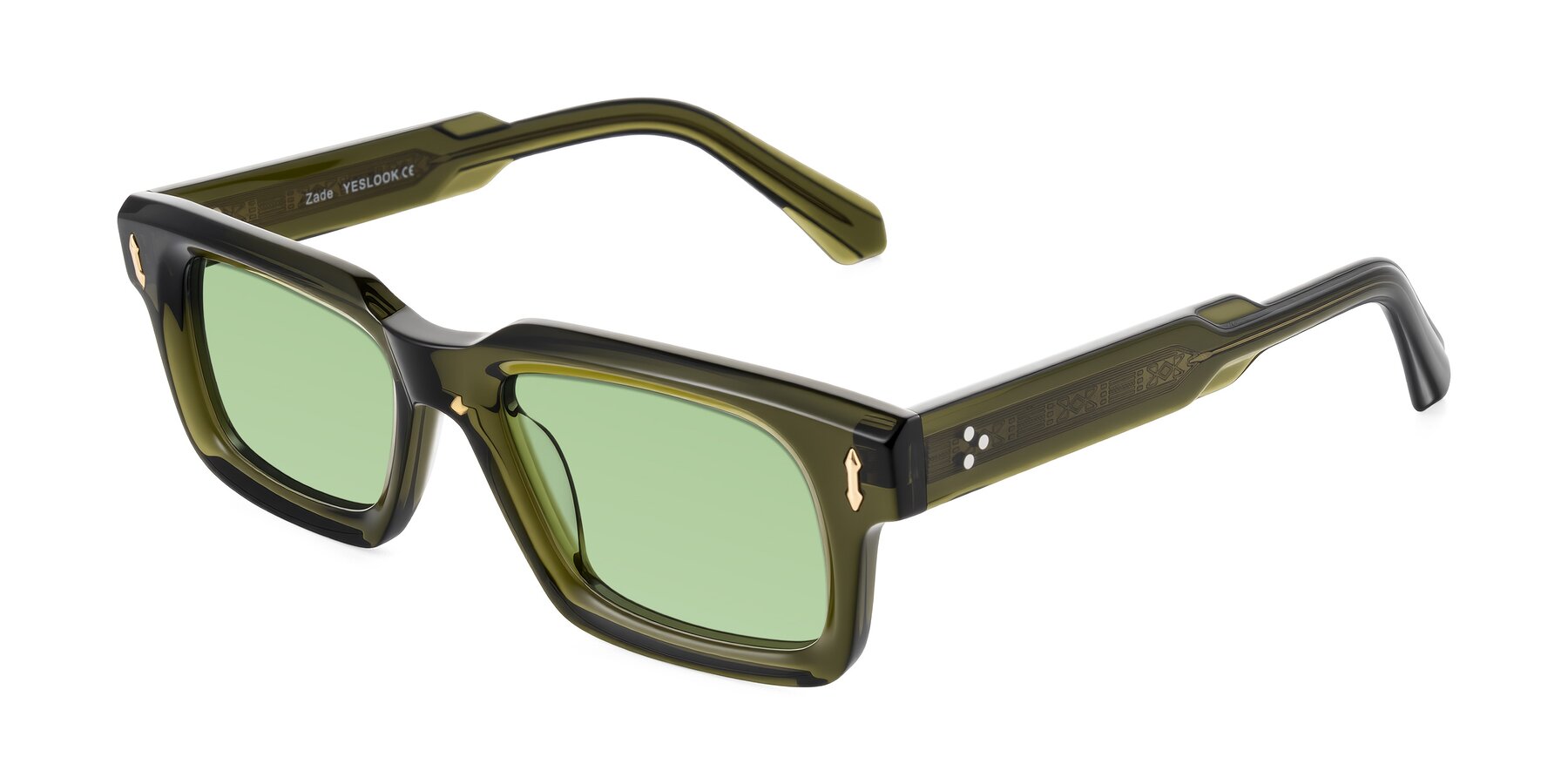 Angle of Zade in Translucent Green with Medium Green Tinted Lenses