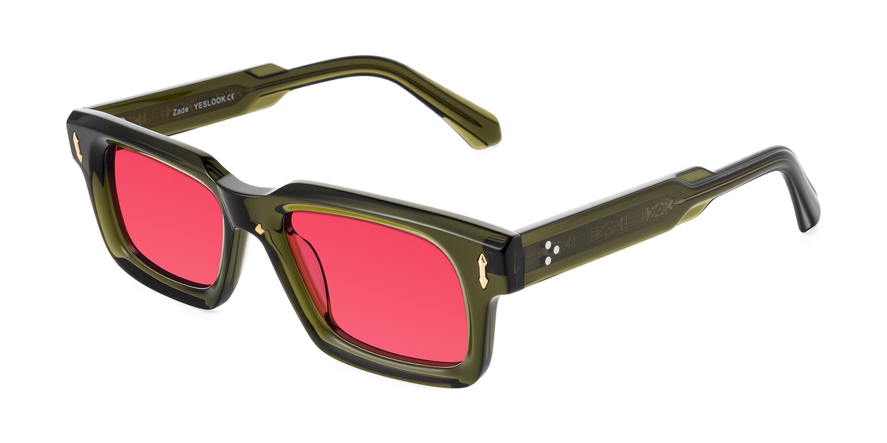 Angle of Zade in Translucent Green with Red Tinted Lenses